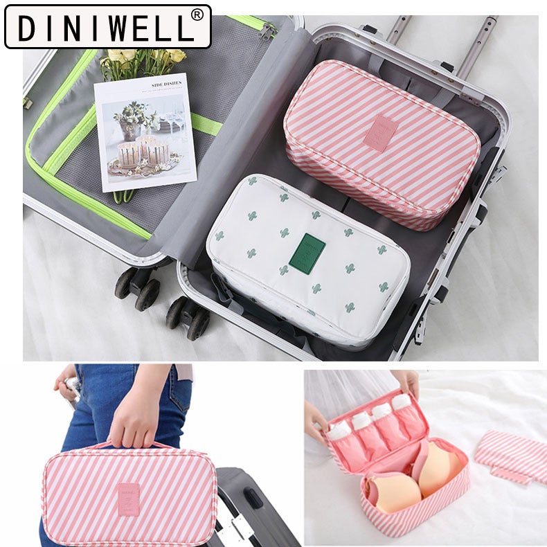 Underwear Cosmetics Bag, Portable Bra Bag, Large Capacity Intimates And Socks Organizer Suitcase, Divided Travel Cosmetics Bag - Image 2