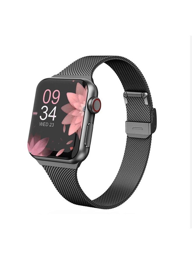 O Ozone - Slim Milanese Straps For Apple Watch 38mm 40mm 41mm 42mm, Stainless Steel Replacement Band for iWatch Series 10 9 8 7 6 5 4 3 2 1 SE Women- Black - Image 1