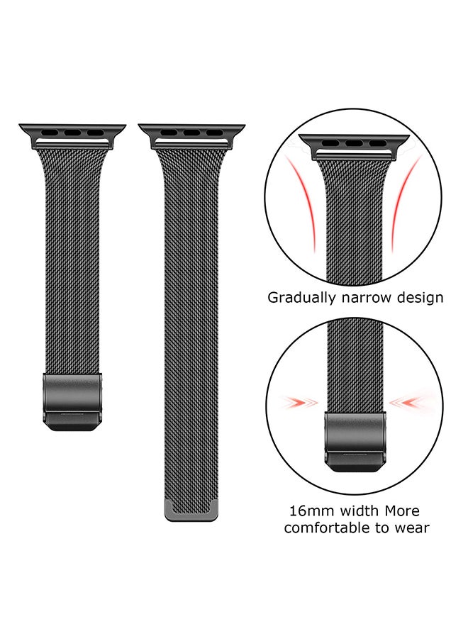 O Ozone - Slim Milanese Straps For Apple Watch 38mm 40mm 41mm 42mm, Stainless Steel Replacement Band for iWatch Series 10 9 8 7 6 5 4 3 2 1 SE Women- Black - Image 1