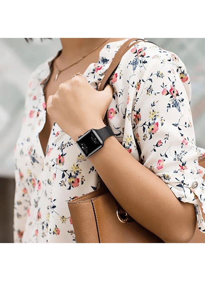 O Ozone - Slim Milanese Straps For Apple Watch 38mm 40mm 41mm 42mm, Stainless Steel Replacement Band for iWatch Series 10 9 8 7 6 5 4 3 2 1 SE Women- Black - Image 1