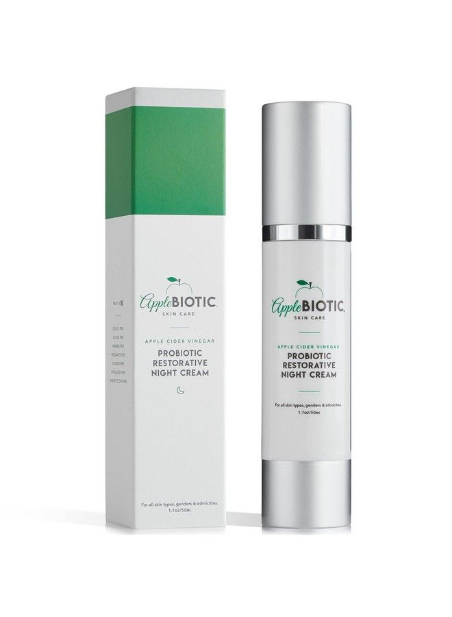 AppleBiotic Apple Cider Vinegar Restorative Night Cream Overnight Firming Smoothing Cream With African Green Coffee Green Tea Chamomile & Probiotic Extracts For Dry Oily Sensitive Skin Men & Women - Image 1