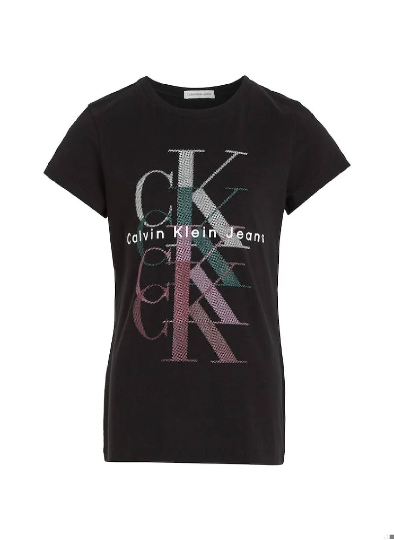 Calvin Klein Jeans Calvin Klein Jeans Kids, Girls' T-Shirt - Slim fit - Casual Tops - Cotton , Black