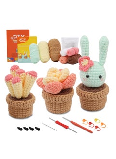 Arabest DIY Cartoon Dolls, Material Package Sets, Hand Crochet, Cactus 3 Pack  - Image 1