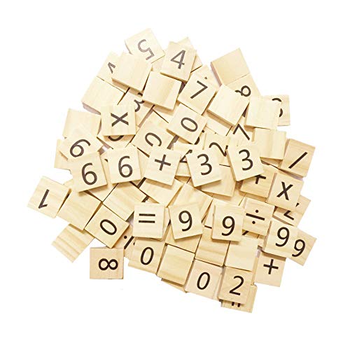 Abbaoww 200 Pcs Wooden Number Symbol Tiles for Crafts, Pendants, Spelling, Scrapbooking, Decoration - Image 4