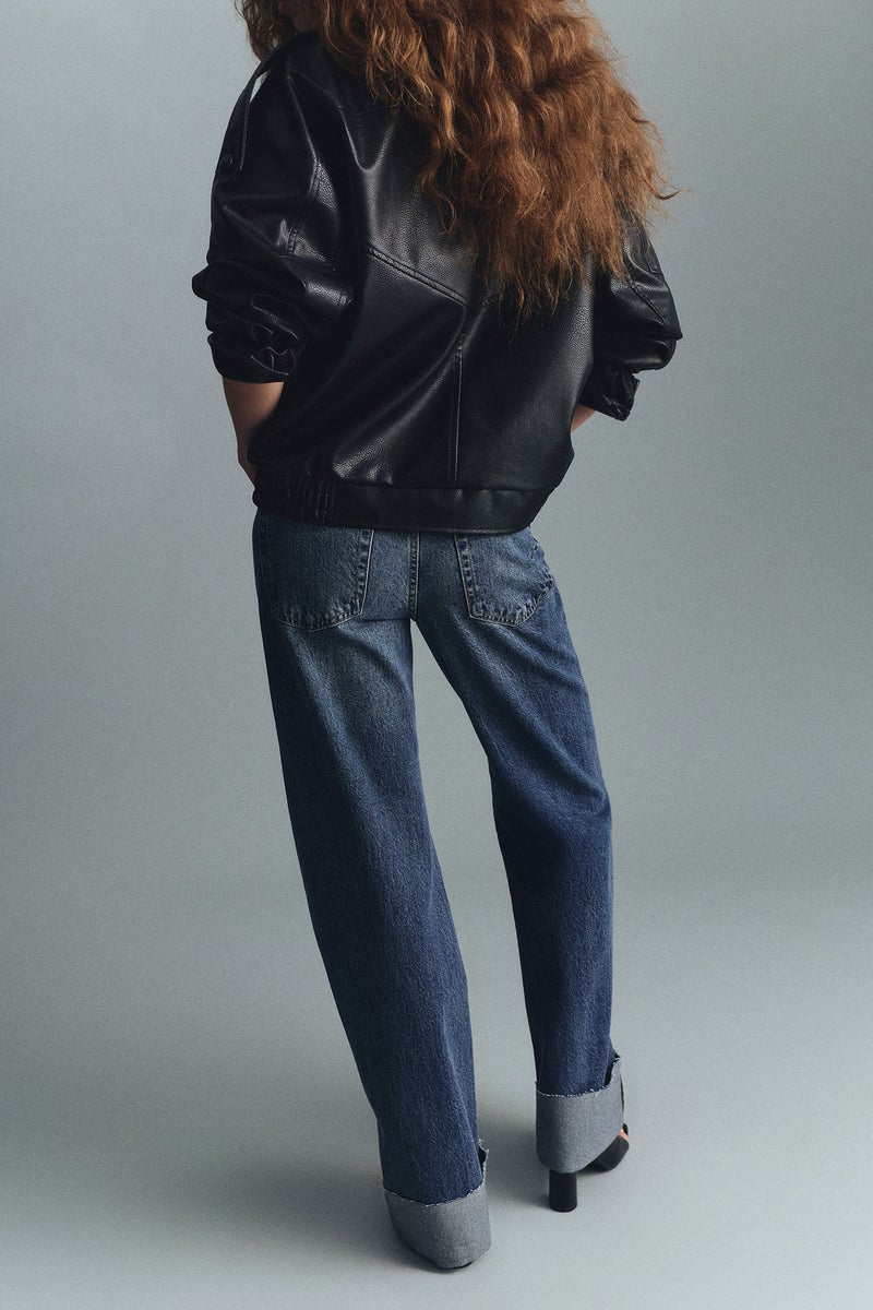 DeFacto Blue Woman 100% Cotton Straight Fit Wide Leg Normal Waist Jeans Casual - Image 4