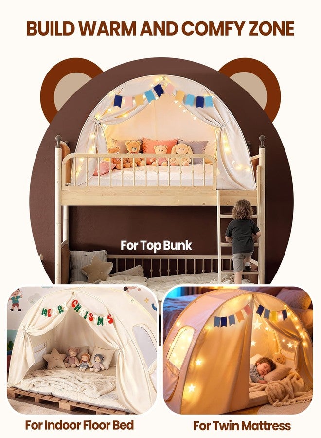 OutdoorMaster Twin Bed Tent for Kids, Bed Tent Twin Size with Letters & Flags, Privacy Space Bunk Bed Canopy, Easy Setup Indoor Floor Bed Canopy, Dream Playhouse Gifts for Toddler, Girls, Boys - Image 3