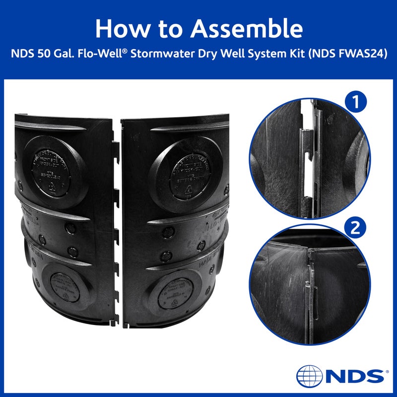 NDS FWAS24 50 Gal. Flo Stormwater Dry Well System Kit with 3 Side Panels & 1 Cover, Ideal for Rainwater Collection, Black - Image 3