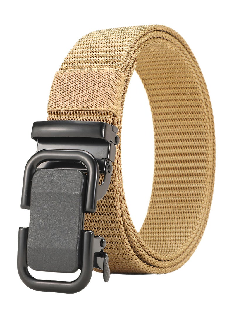 Automatic Nylon Belt for Men & Women - Fashionable, Adjustable, Durable, and Comfortable Waist Belt for Casual & Formal Wear, Everyday Use, and Outdoor Activities Beige - Image 1