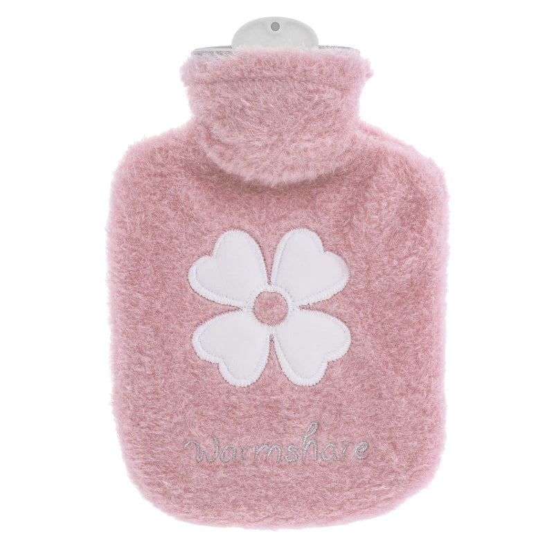 DSLSQD 500ml Hot Water Bottle 2in1 Small Hot Water Bottle with Cover Warm Water Bag with Soft Premium Faux Fur Cover Water Bag for Cold Hot Compress Mini HotWater Bag for Women Men Pink