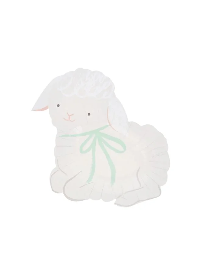 Meri Meri  Spring Animals Plates - Pack of 8 Paper Easter Plates with Bunnies, Chicks, Lambs and Hens in 4 Designs, Matching Reverse Colors, Playful and Elegant Tableware for Spring Parties  | Best Price UAE