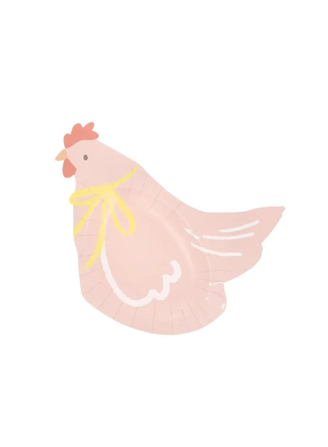 Meri Meri  Spring Animals Plates - Pack of 8 Paper Easter Plates with Bunnies, Chicks, Lambs and Hens in 4 Designs, Matching Reverse Colors, Playful and Elegant Tableware for Spring Parties  | Best Price UAE