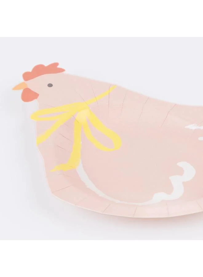 Meri Meri  Spring Animals Plates - Pack of 8 Paper Easter Plates with Bunnies, Chicks, Lambs and Hens in 4 Designs, Matching Reverse Colors, Playful and Elegant Tableware for Spring Parties  | Best Price UAE
