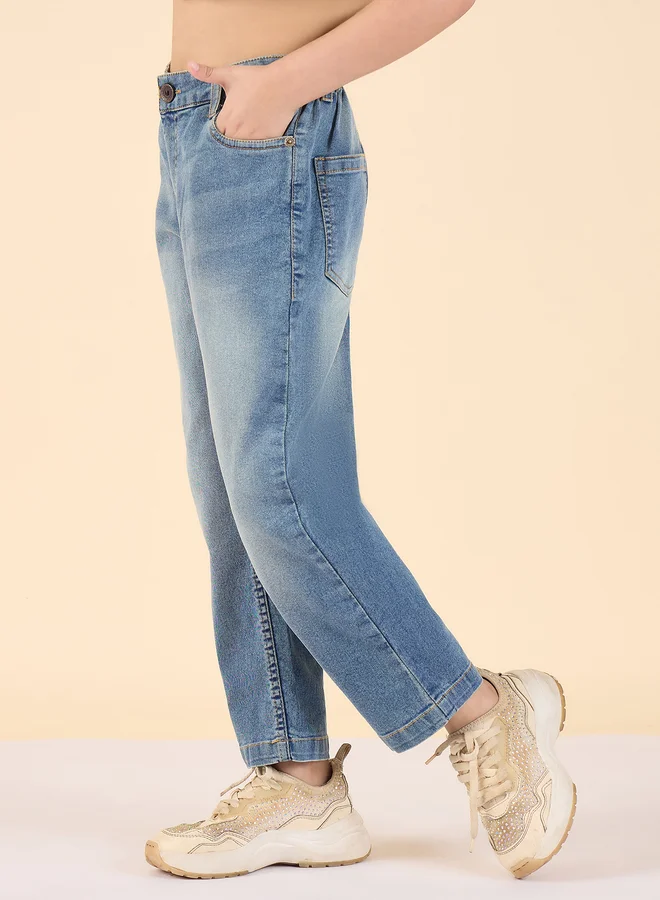 ستايلو بج بنطال جينز باهت من مزيج القطن للبنات