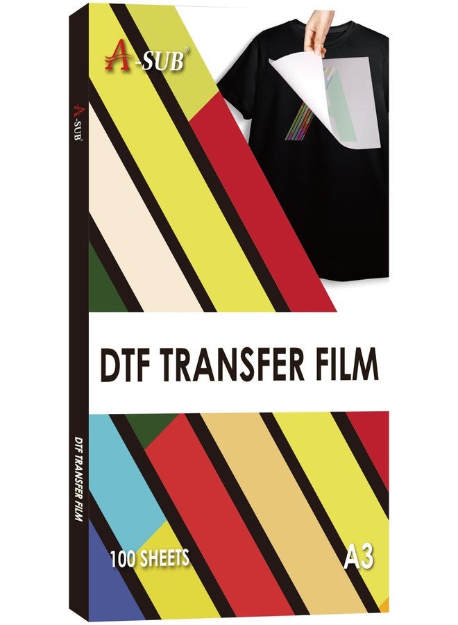 A-SUB DTF Transfer Film A3(11.7x16.5 Inch) - 100 Sheets Double Sided Matte DTF Transfer Film for Sumblimation or DTF Inkjet Printer, Direct to Film PET Transfer Paper for T Shirts Textile - Image 1