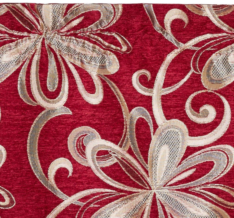 Violet Linen Chenille Chateau Vintage Floral Design 60" X 15" Window Valance, Color Burgundy - Image 2