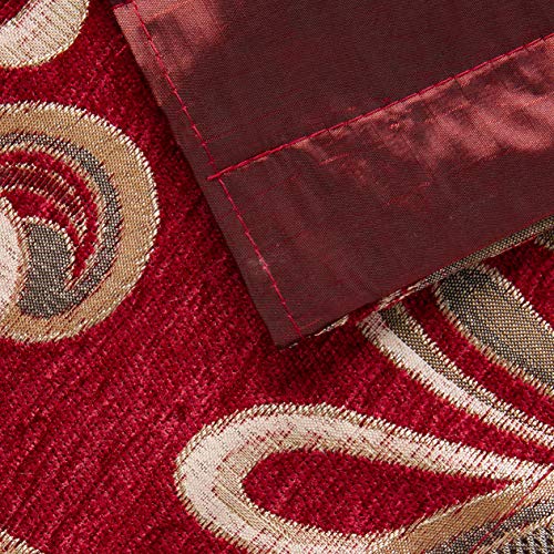 Violet Linen Chenille Chateau Vintage Floral Design 60" X 15" Window Valance, Color Burgundy - Image 3