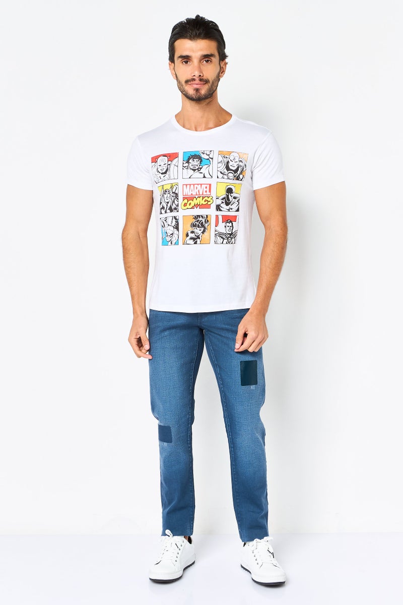 Difuzed x Marvel Men Crew Neck Short Sleeve Graphic Print T-Shirt, Off White - Image 2