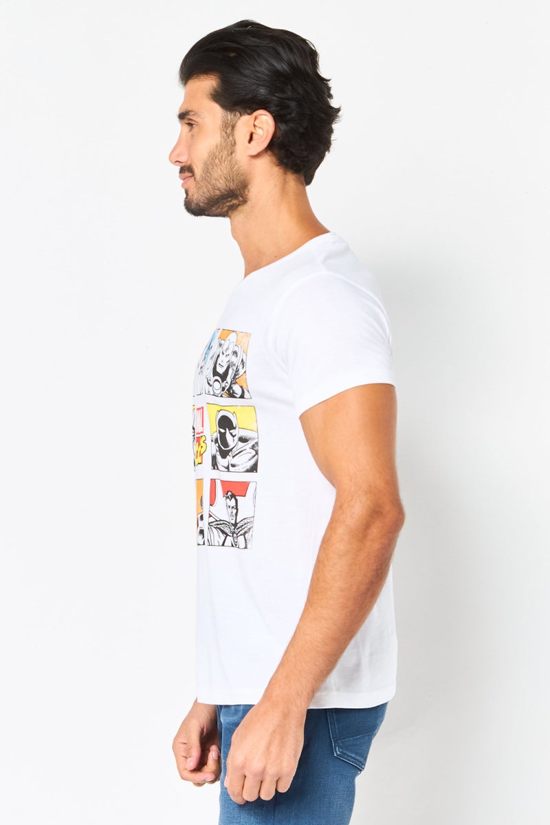 Difuzed x Marvel Men Crew Neck Short Sleeve Graphic Print T-Shirt, Off White - Image 4