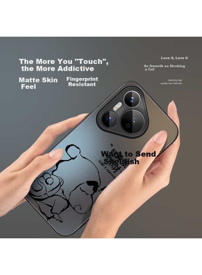 Xp Suitable For Huawei Pura70 Phone Case Lens Full Coverage P70 Heat Dissipation Silicone Cartoon Ultra-thin Men And Women Models Couple Anti-fingerprint Anti-fall High-end Sense - Graphite Calligraph - Image 1