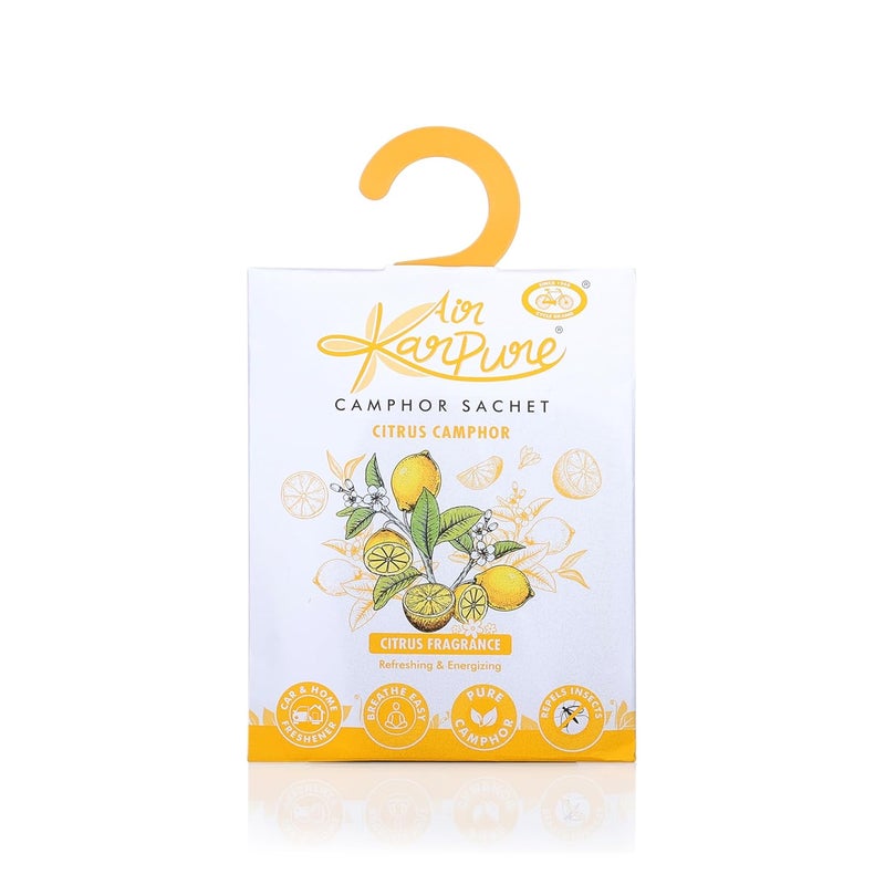 CYCLE Pure Karpure Camphor Sachet - Pack of 5 | Air Freshener for Bathroom, Cars, Wardrobes, Homes, & Offices | Oudh, Citrus, Lavender, Thyme & Original Camphor Fragrance | Each Lasts up to 30 Days - Image 3