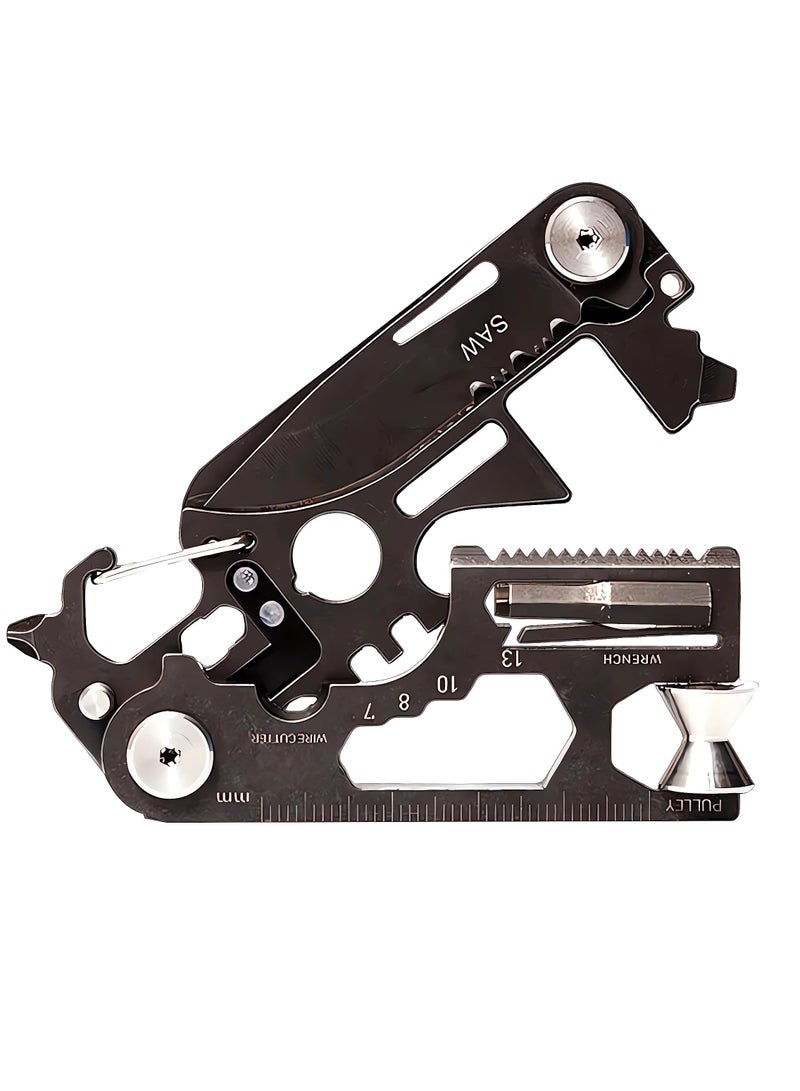 SYOSI 28 in 1 EDC Multi-function Tool, Keychain portable Metal Pocket Tool for men, Wrench for Screwdriver, with Wrench, Ruler, Bottle Opene,Urgent Car Window Breaker  - Image 1