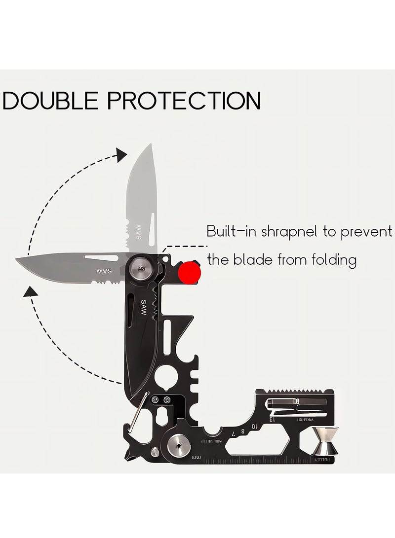 SYOSI 28 in 1 EDC Multi-function Tool, Keychain portable Metal Pocket Tool for men, Wrench for Screwdriver, with Wrench, Ruler, Bottle Opene,Urgent Car Window Breaker  - Image 4