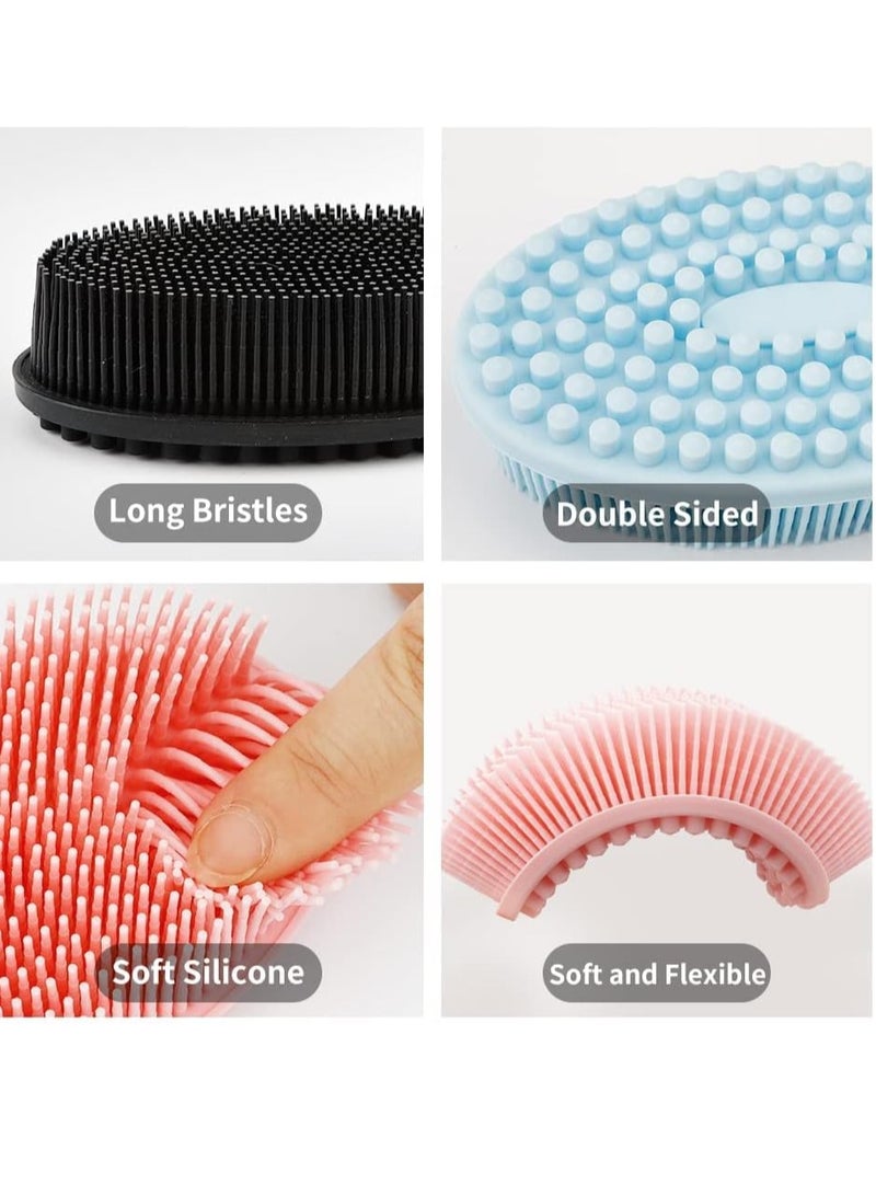 3 حزمة هلام السيليكا فرك الجسم / لينة هلام السيليكا اللوف تقشير الجسم فرك الجسم ، هلام السيليكا فرشاة الجسم حمام فرك الجسم ، واثنين في واحد حمام وشامبو تقشير الجلد فرشاة للرجال والنساء والأطفال - Image 4