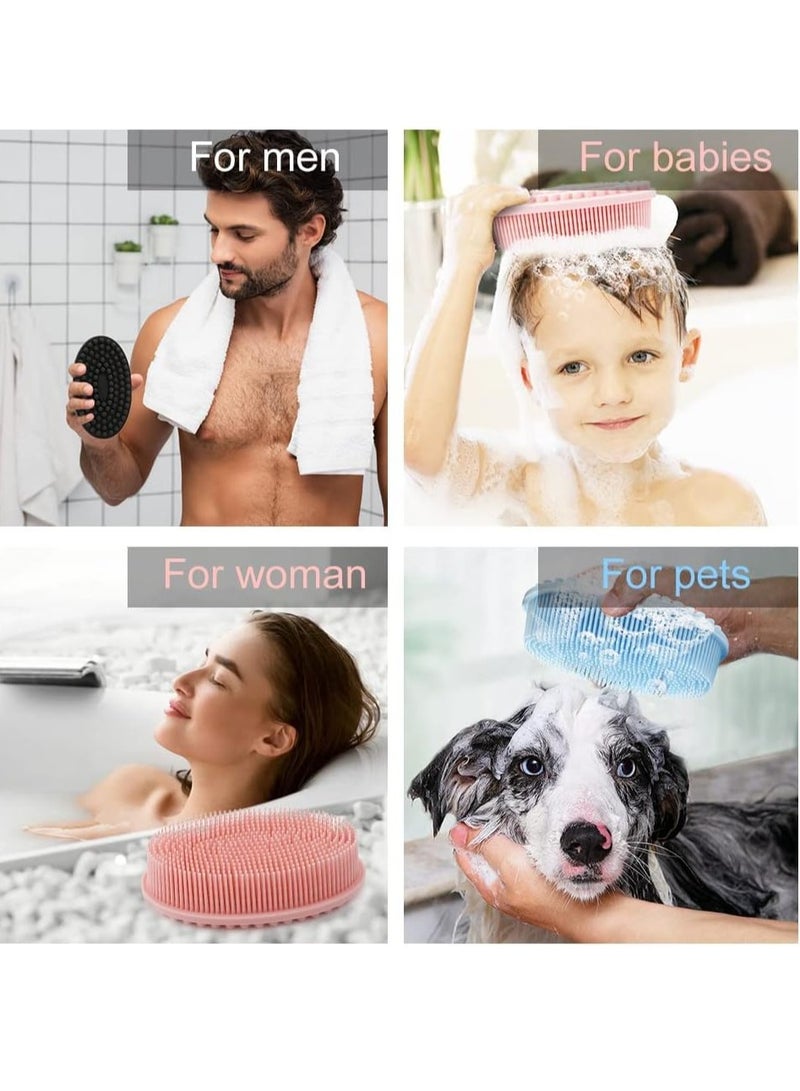 3 حزمة هلام السيليكا فرك الجسم / لينة هلام السيليكا اللوف تقشير الجسم فرك الجسم ، هلام السيليكا فرشاة الجسم حمام فرك الجسم ، واثنين في واحد حمام وشامبو تقشير الجلد فرشاة للرجال والنساء والأطفال - Image 5