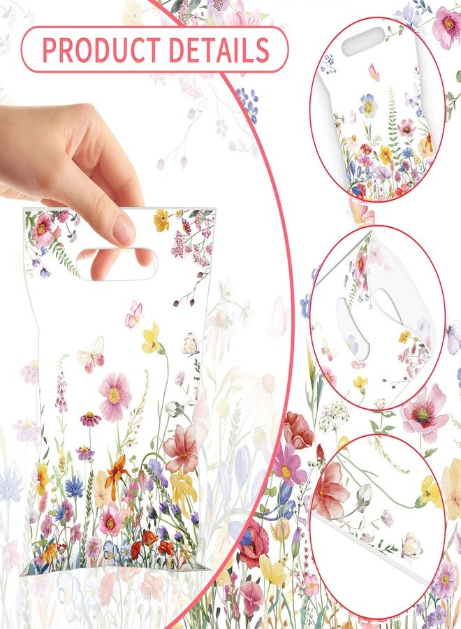 EoBeCy 50 Pcs Wildflower Party Favor Bags, Spring Floral Plastic Treat Candy Goodie Treat Gift Bags with Handles for Birthday Wedding Bridal Baby Shower Party Supplies Decorations - Image 4