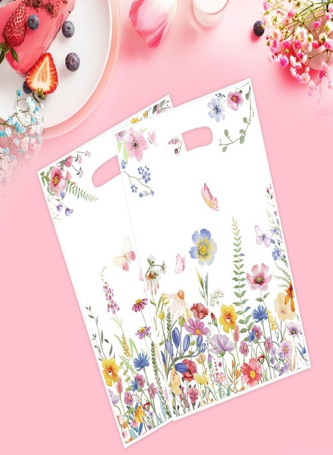 EoBeCy 50 Pcs Wildflower Party Favor Bags, Spring Floral Plastic Treat Candy Goodie Treat Gift Bags with Handles for Birthday Wedding Bridal Baby Shower Party Supplies Decorations - Image 5