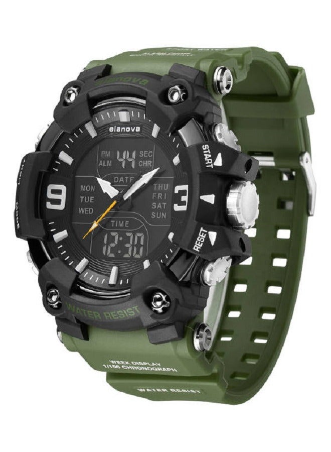 Elanova Wristwatch with hands and digital display, water-resistant, with a durable silicone strap resistant to wear, model EL909 - Image 4