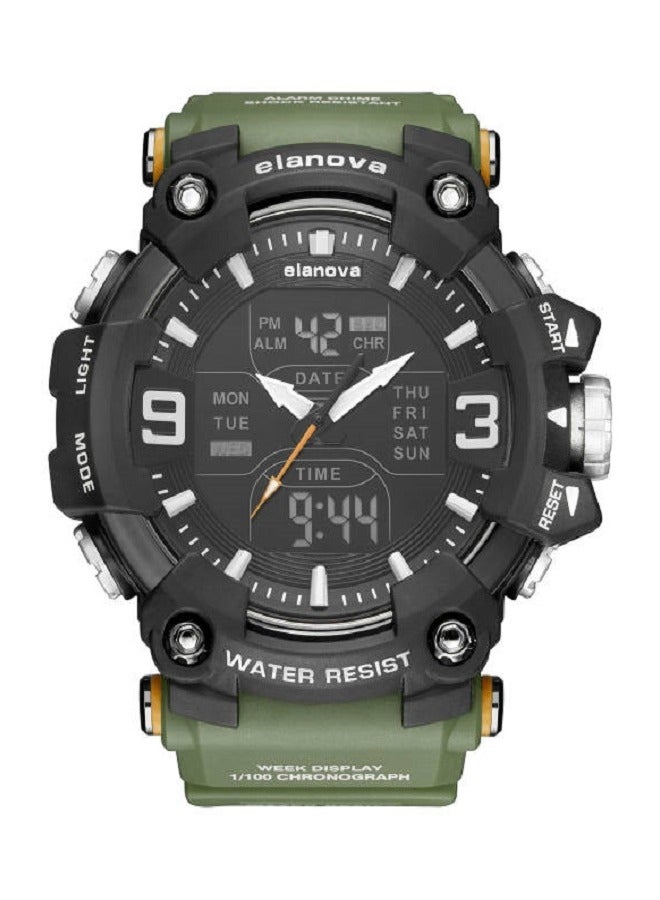 Elanova Wristwatch with hands and digital display, water-resistant, with a durable silicone strap resistant to wear, model EL909 - Image 2