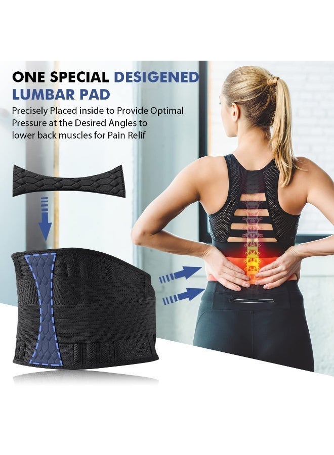 Lumbar Support Belt Lower Back Brace for Lifting, Herniated Disc, Sciatica, Pain Relief,Breathable Lumbar Brace for Men & Women with Dual Adjustable Straps(L) - Image 2