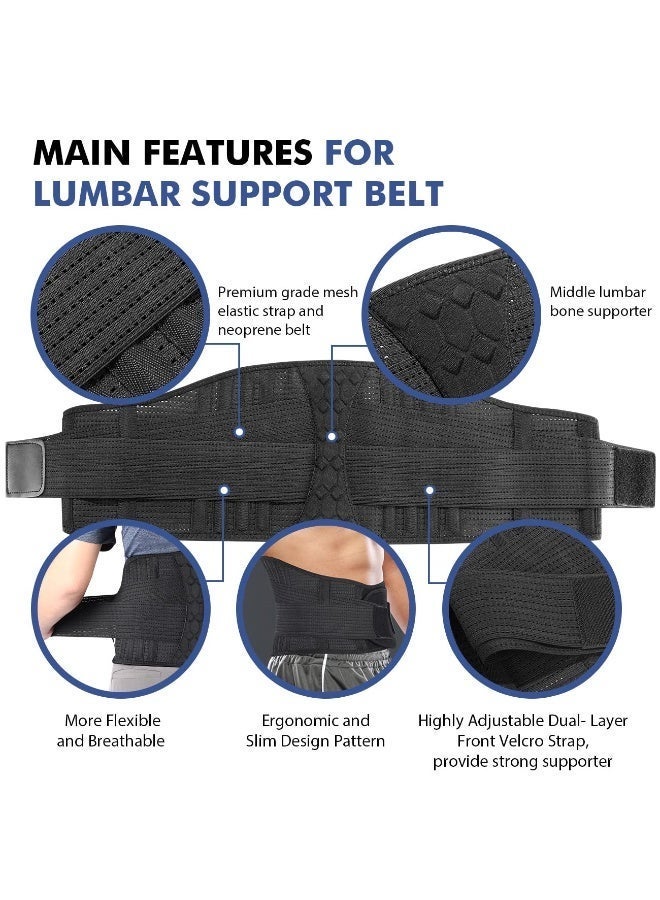 Lumbar Support Belt Lower Back Brace for Lifting, Herniated Disc, Sciatica, Pain Relief,Breathable Lumbar Brace for Men & Women with Dual Adjustable Straps(L) - Image 4