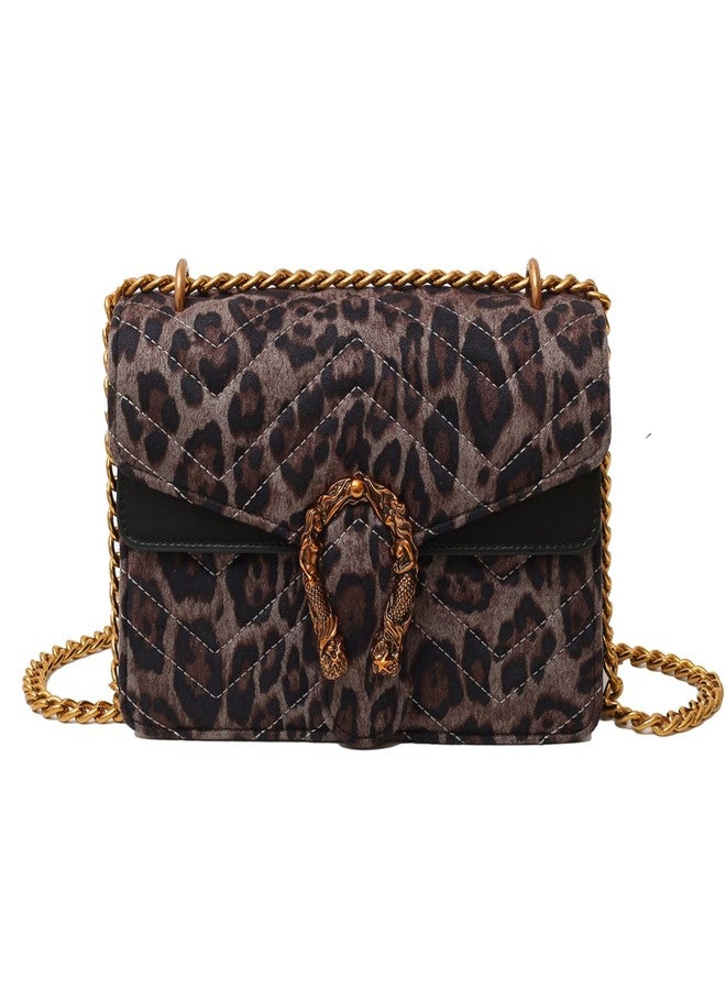 MYHOZEE Crossbody Bags for Women - Snake Printed Clutch Purses Leather Shoulder Bags Chain Strap Evening Handbags Black Leopard - Image 1