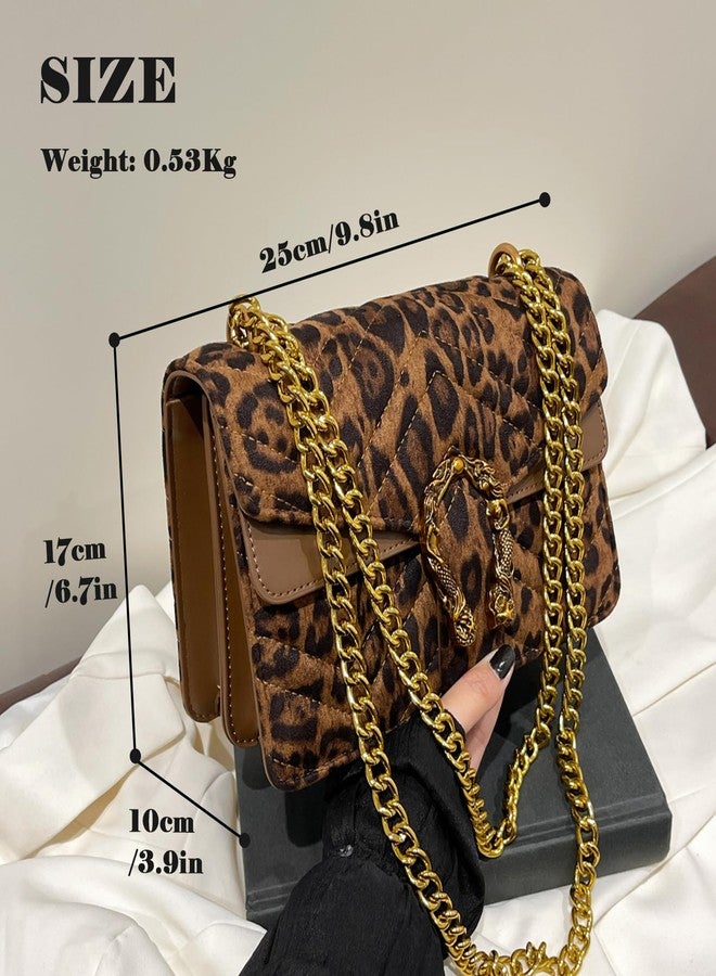 MYHOZEE Crossbody Bags for Women - Snake Printed Clutch Purses Leather Shoulder Bags Chain Strap Evening Handbags Black Leopard - Image 4