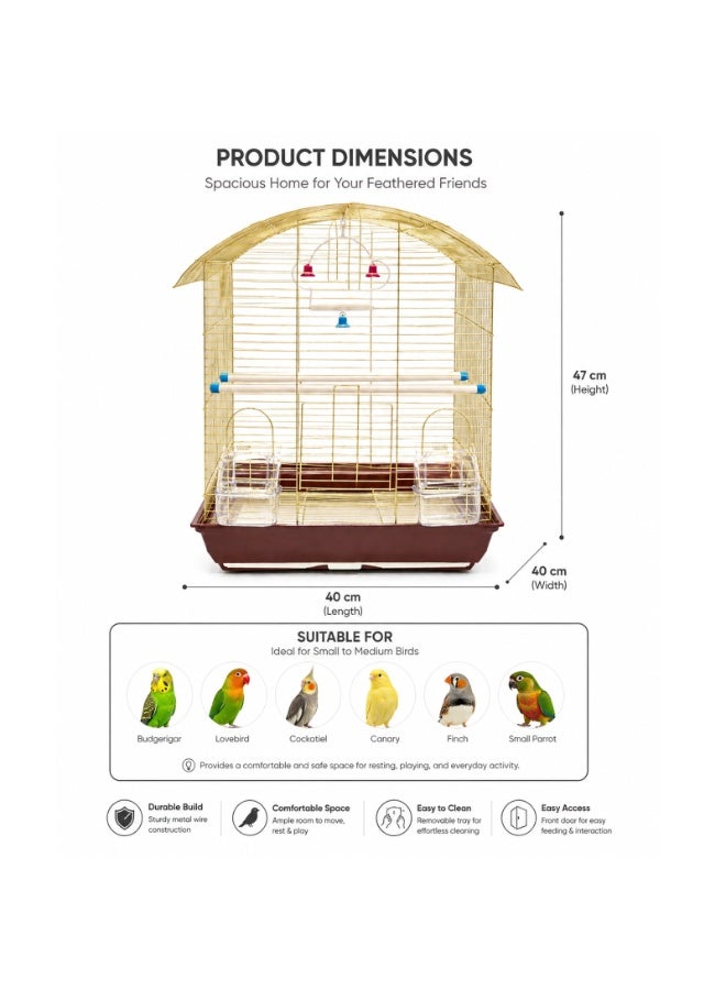DAYANG A3116-G Premium House-Shaped Bird Cage 47cm - Large Home for Budgies, Lovebirds, Cockatiels & Small Parrots - Image 2