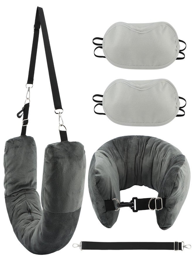 Kazheon 2Pack Stuffable Travel Neck Pillow,Stuffable Travel Pillow, Travel-Pillow for Extra Luggage, Packable Airplane Neck Pillow with Adjustable Neck-Size for All Seasons, No Filler(Color:Grey) - Image 1