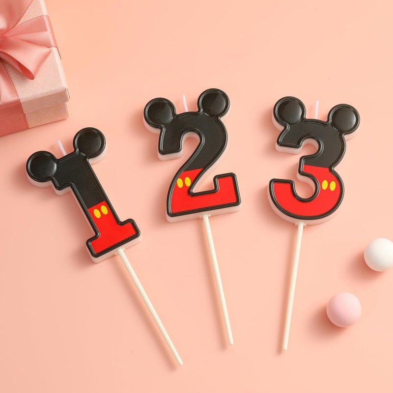 PHD CAKE 2.76 Inch Cartoon Red and Black Mouse 2 Number Birthday Candles, Anime Cartoon Number Candles, Cake Number Candles, Party Celebration, Style Candle - Image 4