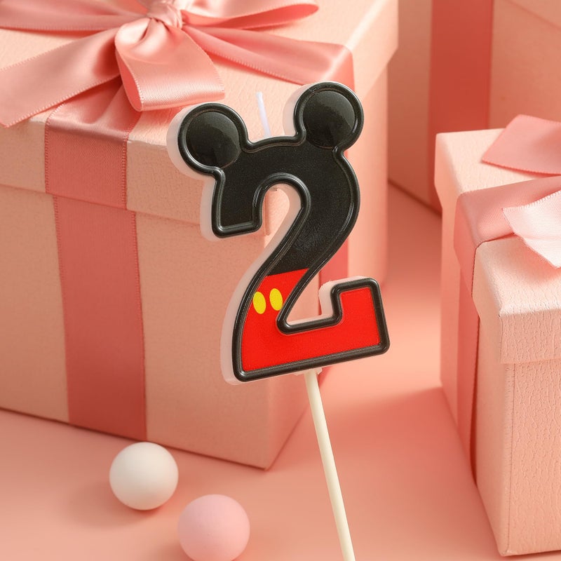 PHD CAKE 2.76 Inch Cartoon Red and Black Mouse 2 Number Birthday Candles, Anime Cartoon Number Candles, Cake Number Candles, Party Celebration, Style Candle - Image 3