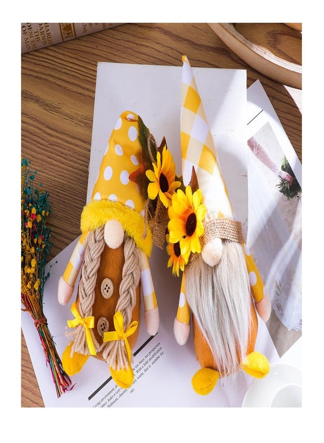 Gwindrise Sunflower Gnomes Plush 2 Pack: Spring Summer and Autumn Home Decorations, Ideal for World Bee Day, Kitchen, or Tiered Tray Summer Display - Perfect Handmade Gnome Gifts for Fall Decor - Image 3