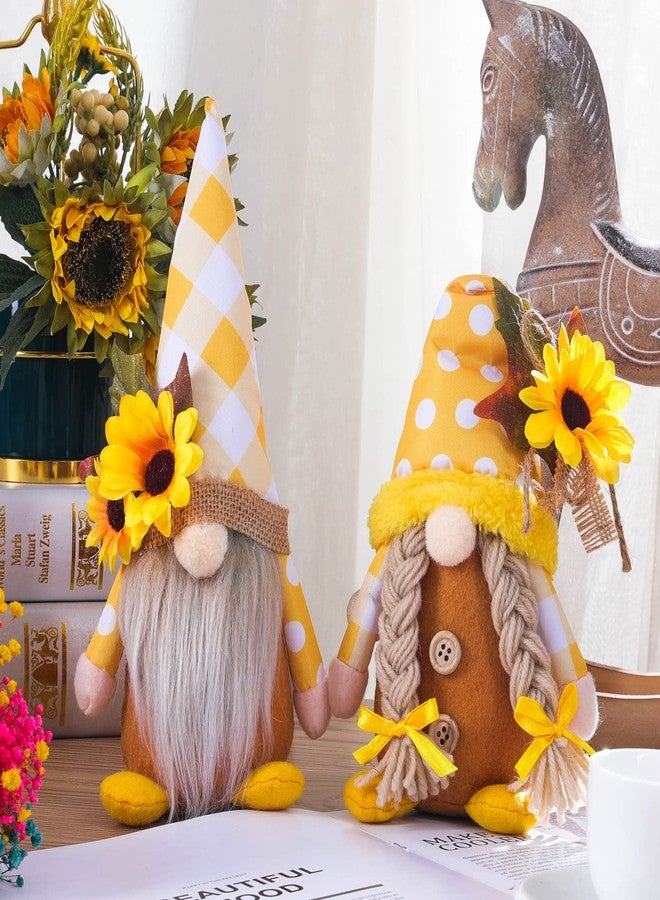Gwindrise Sunflower Gnomes Plush 2 Pack: Spring Summer and Autumn Home Decorations, Ideal for World Bee Day, Kitchen, or Tiered Tray Summer Display - Perfect Handmade Gnome Gifts for Fall Decor - Image 2