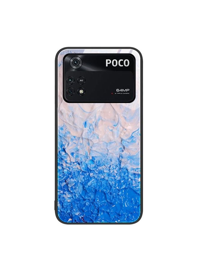 HuHa - Case Cover For Xiaomi Poco M4 Pro Marble Pattern Glass Protective Phone Case Ocean Waves - Image 1