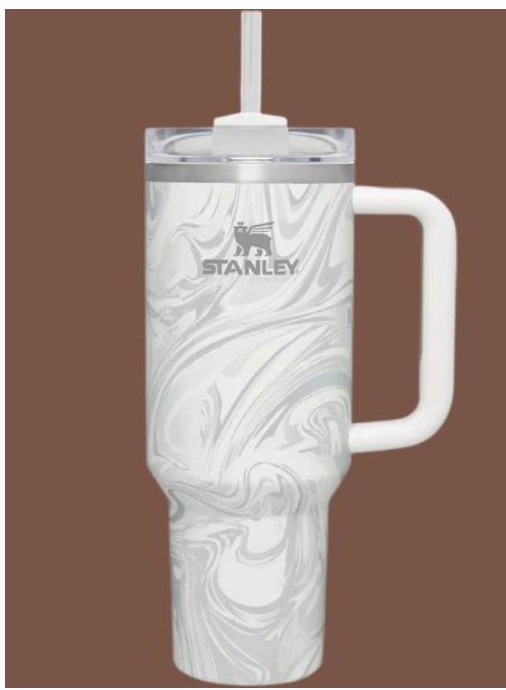 Stanley Quencher H2.0 FlowState 40 oz Vacuum Insulated Tumbler – Rose Quartz Swirl Travel Mug with Reusable Lid and Straw for Water, Coffee, Smoothies, and Iced Tea – Durable, Stylish, and Leakproof – Perfect for On-the-Go Hydration - Image 1