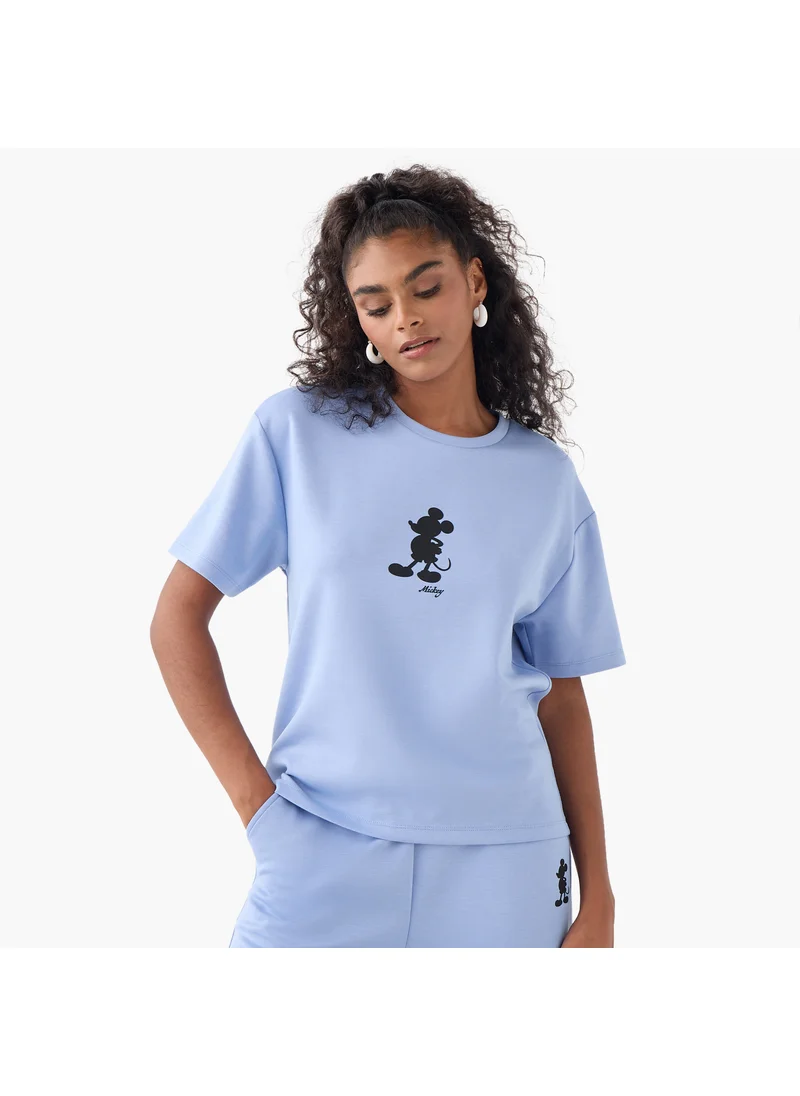 اس بي كاركترز Mickey Mouse Print Round Neck T-shirt