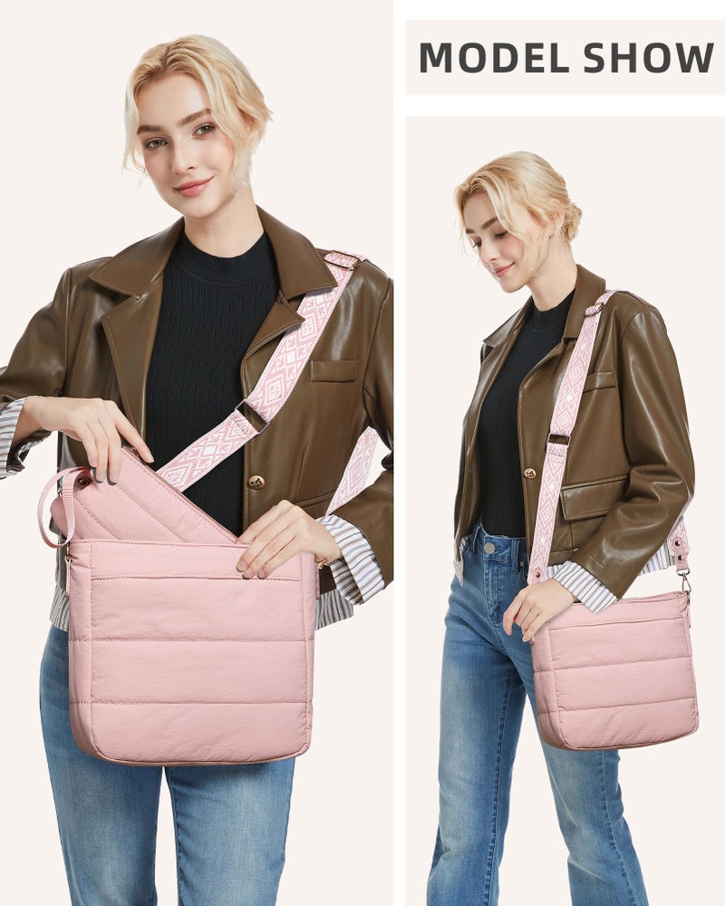 BAVERGE Purses for Women 2PCS Puffer Quilted Crossbody Shoulder Hobo Bags Trendy Ladies Handbag with Coin Wallet 2 Adjustable Straps - Image 2