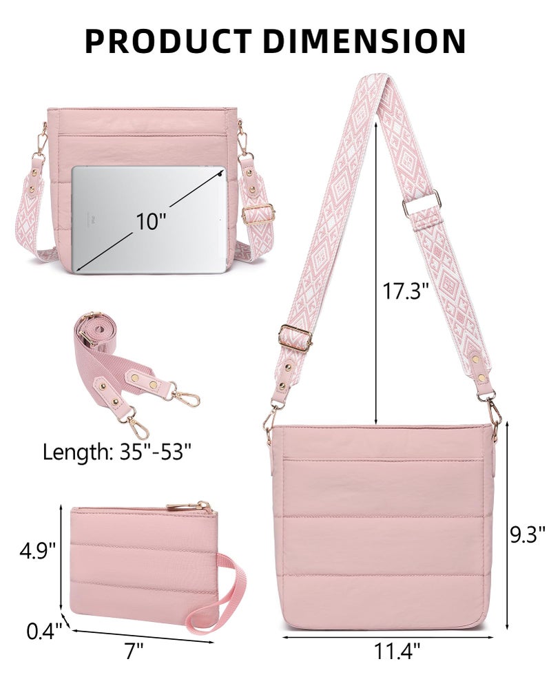 BAVERGE Purses for Women 2PCS Puffer Quilted Crossbody Shoulder Hobo Bags Trendy Ladies Handbag with Coin Wallet 2 Adjustable Straps - Image 3