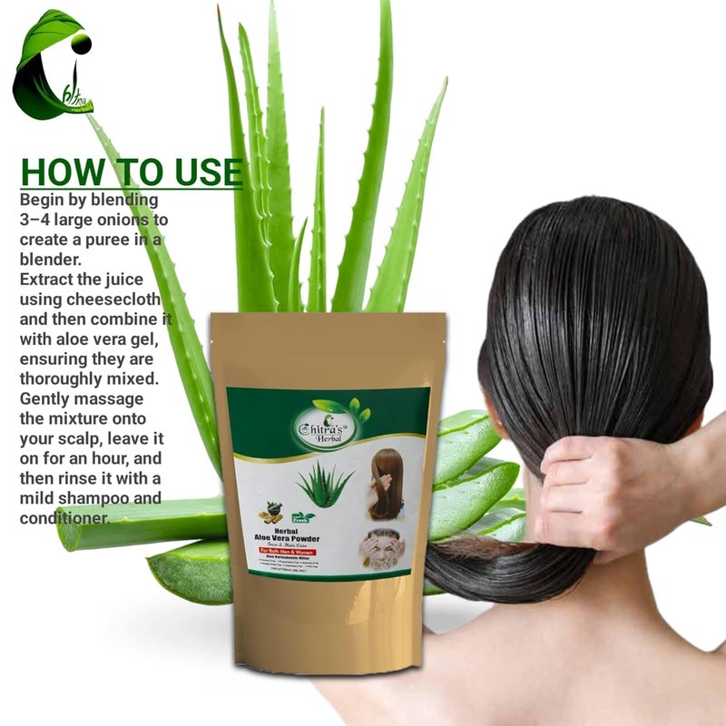 Chitra's Herbal Chitras Herbal Natural Mehendi Powder And Aloe Vera Powder For Hair And Face For Men and Women200GM - Image 3