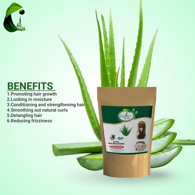 Chitra's Herbal Chitras Herbal Natural Mehendi Powder And Aloe Vera Powder For Hair And Face For Men and Women200GM - Image 2