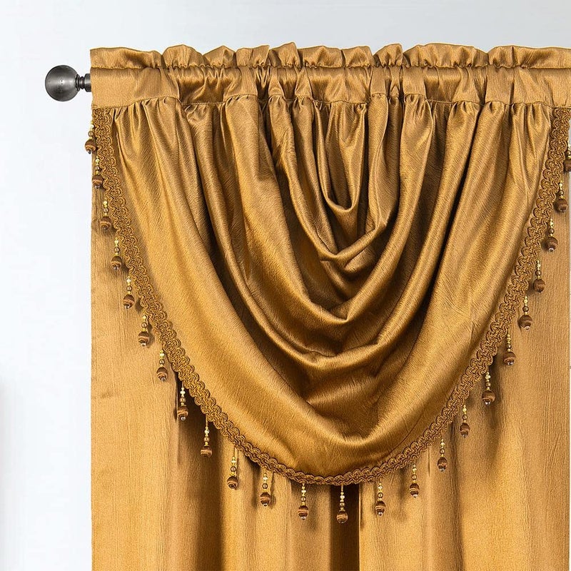 GLORY RUGS Window Panel with Attached Valance Curtain Bedroom Living Room Dining 42""X84"" Gold - Image 2